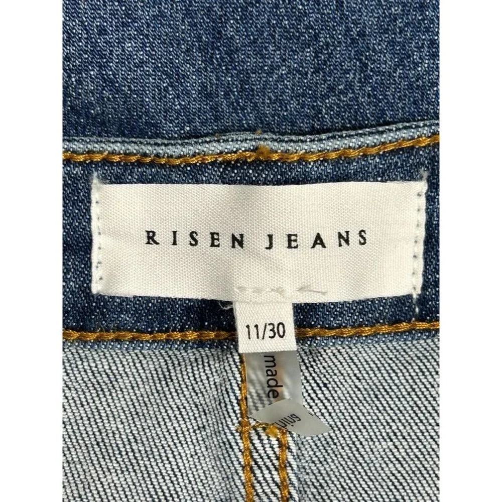 Risen High Rise Wide Cuffed Straight Denim Jeans - Sz 11/30 - NWT - Picture 5 of 9